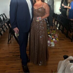 Chic Brown Patterned Maxi Dress